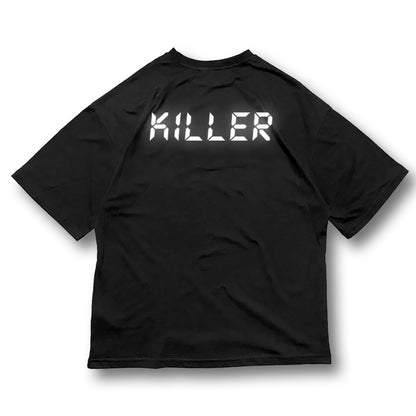 OVERSIZE BLACK T-SHIRT 'BPM KILLER' REFLECTIVE