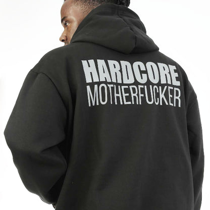 BLACK OVERSIZE HOODIE 'HARDCORE MOTHERFUCKER' REFLECTIVE