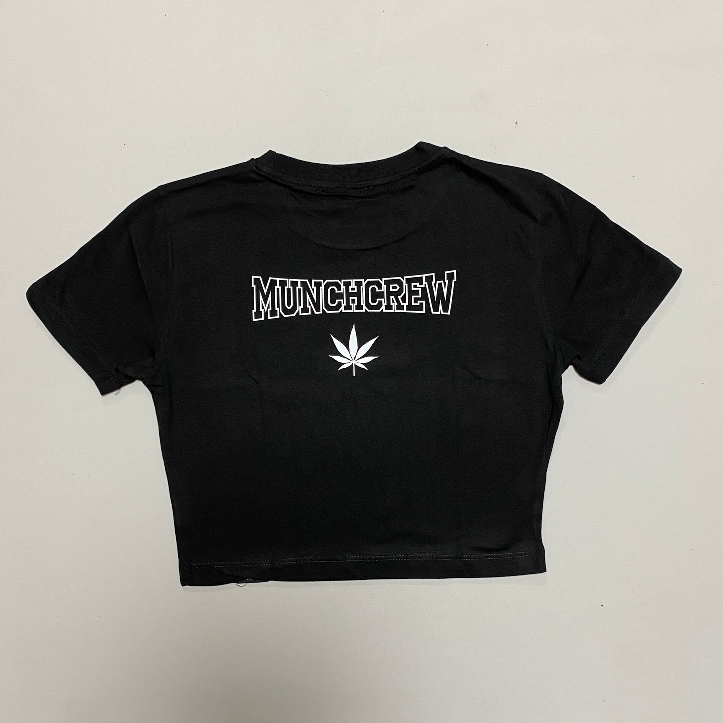 Siyah Crop Tişört - MUNCHCREW | Reflective Print Black Crop T-shirt