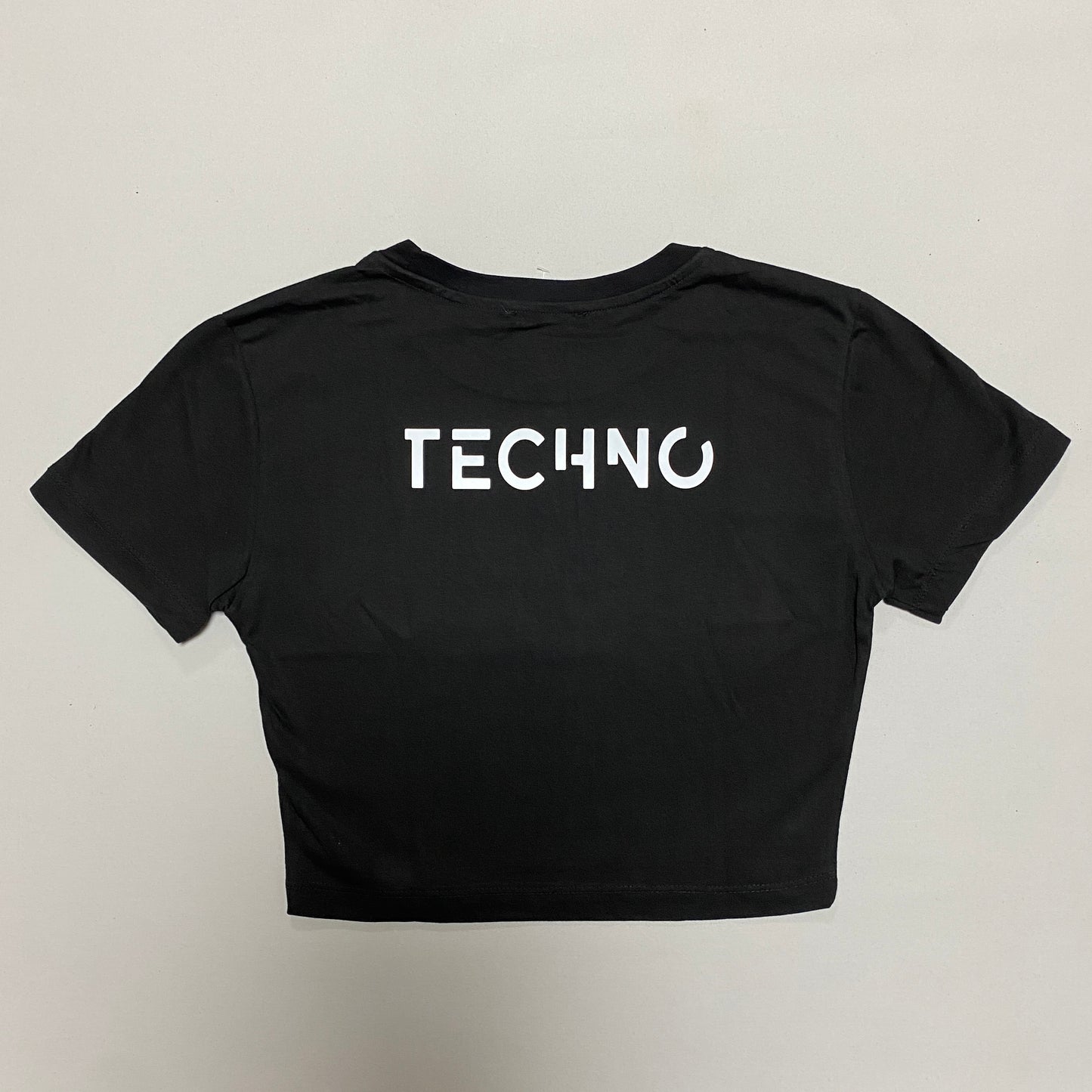 Siyah Crop Tişört - TECHNO IS BACK | Reflective Black Crop T-shirt