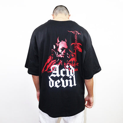 OVERSIZE BLACK T-SHIRT 'ACID DEVIL' REFLECTIVE