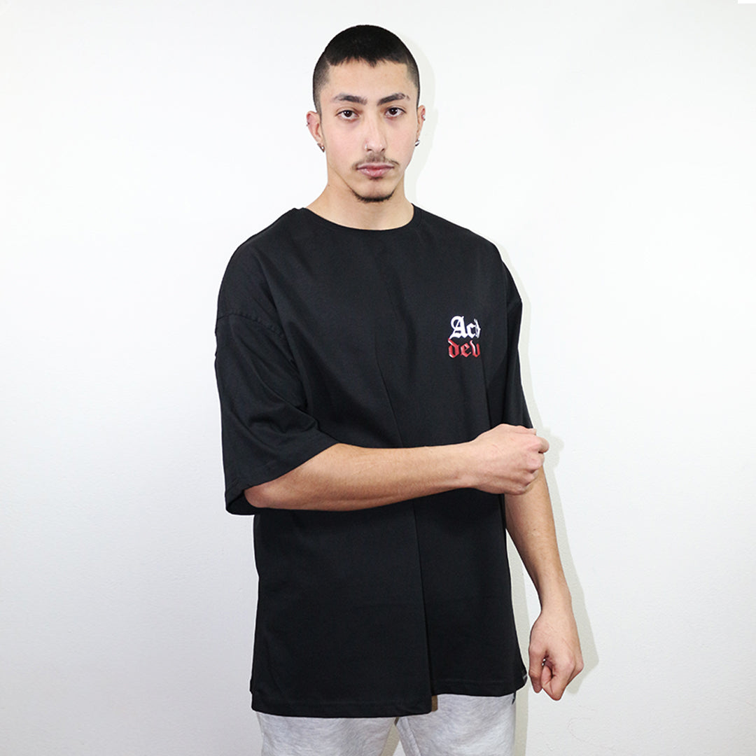 OVERSIZE BLACK T-SHIRT 'ACID DEVIL' REFLECTIVE