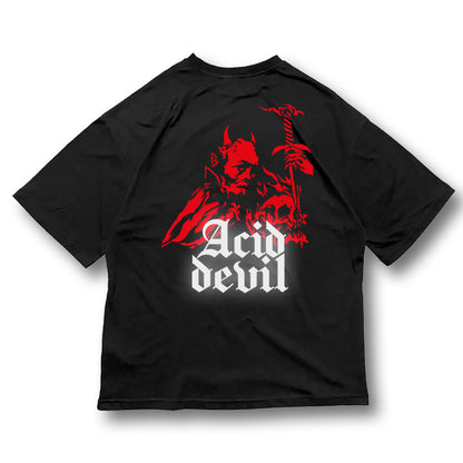 OVERSIZE BLACK T-SHIRT 'ACID DEVIL' REFLECTIVE