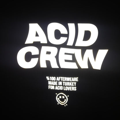 BLACK OVERSIZE HOODIE  'ACID CREW' REFLECTIVE