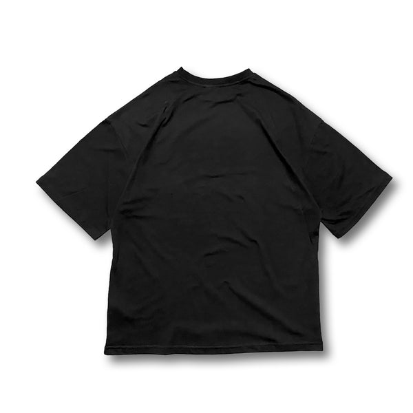 siyah oversize tişört reflektör techno baskılı akışkan techno yazılı tişört