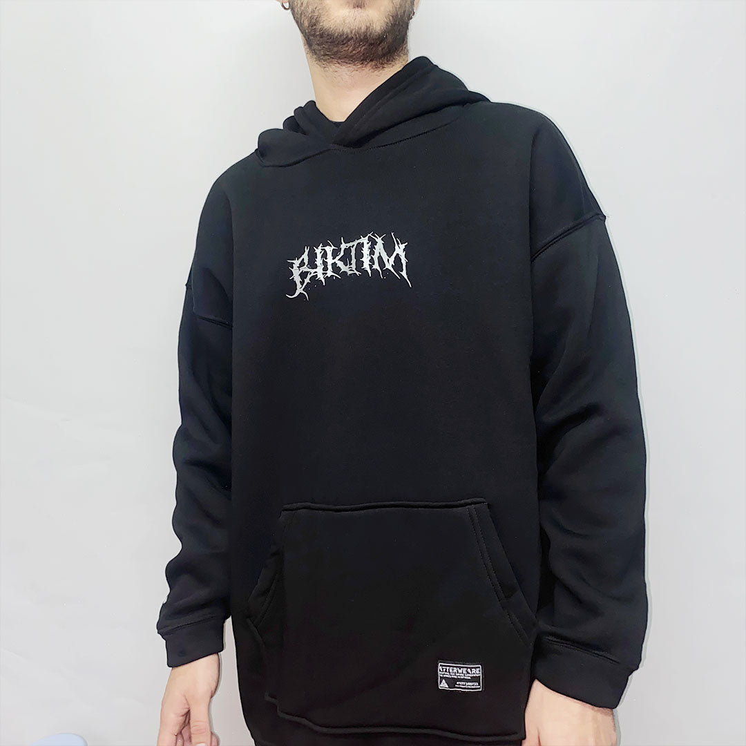 Black Oversized Hoodie 'BIKTIM' SILVER