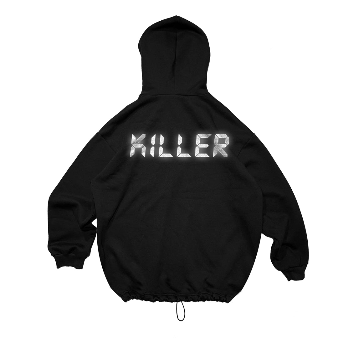 BLACK OVERSIZE HOODIE 'BPM KILLER' REFLECTIVE