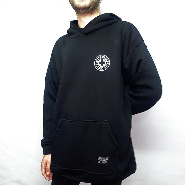 BLACK OVERSIZE HOODIE 'DO YOU NEED AFTER' REFLECTIVE