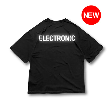 OVERSIZE BLACK T-SHIRT 'ELECTRONIC' REFLECTIVE