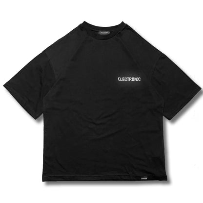 OVERSIZE BLACK T-SHIRT 'ELECTRONIC' REFLECTIVE