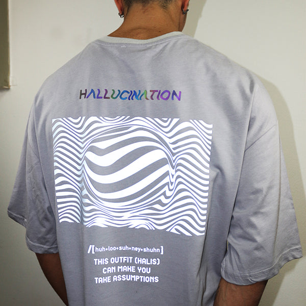 GRAY OVERSIZE T-SHIRT 'HALLUCINATION' REFLECTIVE
