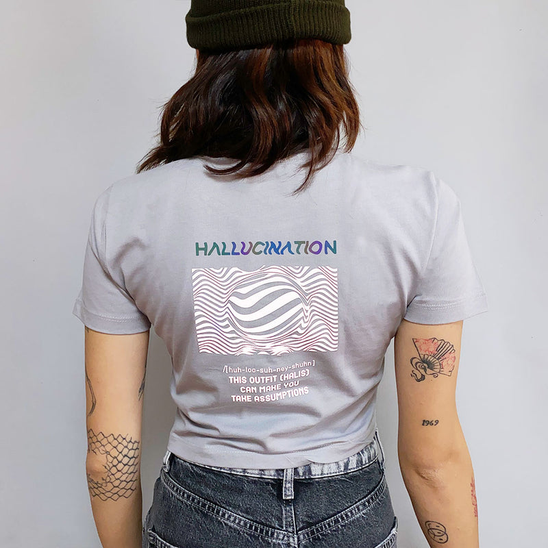 GRAY CROP T-SHIRT 'HALLUCINATION'