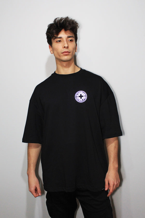 OVERSIZE BLACK T-SHIRT 'DO YOU NEED AFTER' REFLECTIVE