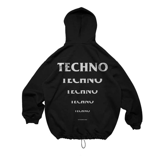 SCHWARZER OVERSIZE-HOODIE „IN LINE TECHNO“ REFLEKTIEREND