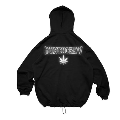 BLACK OVERSIZE HOODIE 'MUNCHCREW' REFLECTIVE