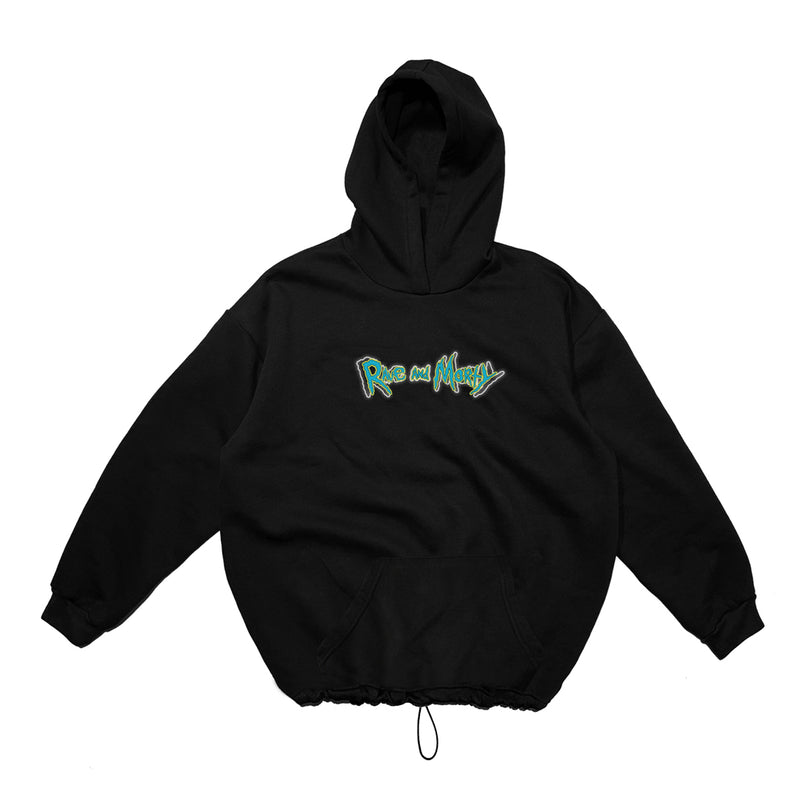 BLACK OVERSIZE HOODIE 'RAVE AND MORTY'