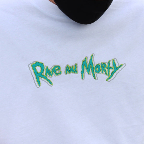WHITE OVERSIZE T-SHIRT 'RAVE AND MORTY'
