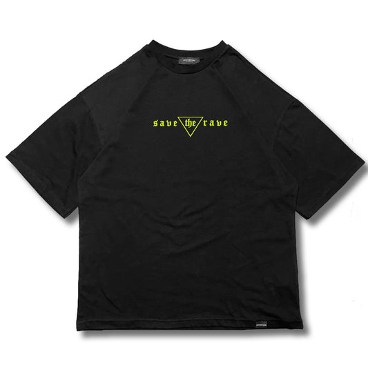 OVERSIZE BLACK T-SHIRT 'SAVE THE RAVE'