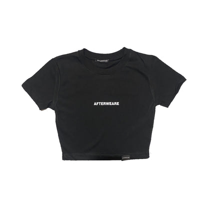 Siyah Crop Tişört - THE KIDS WANT TECHNO | Reflective Black Crop T-shirt