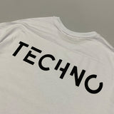 WHITE OVERSIZE T-SHIRT 'TECHNO IS BACK' RAINBOW REFLECTIVE