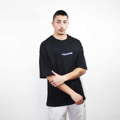 OVERSIZE BLACK T-SHIRT 'TECHNO IS BACK' REFLECTIVE