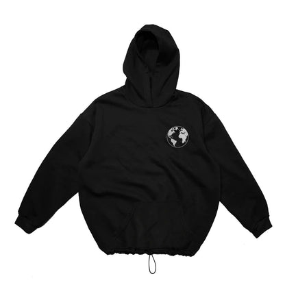 BLACK OVERSIZE HOODIE 'UNITED WE ARE' -MERCURY SILVER-